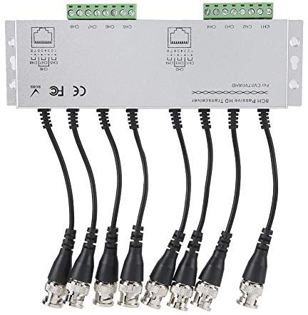 Balun Video Passivo HD 8CH, Video Passivo HD BNC Maschio a UTP Cavo Ricetrasmettitore CCTV Adattatore Balun Passivo Video per di Telecamere Compatibile con HD-CVI, HD-TVI, HD-AHD