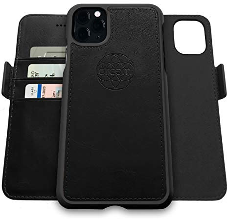 dreem Fibonacci 2-in-1 Wallet Case for Apple iPhone 11 Pro - Luxury Vegan Leather, Magnetic Detachable Shockproof Phone Case, RFID Card Protection, 2-Way Flip Stand - Black