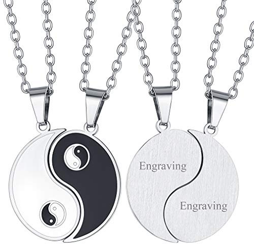FaithHeart Colliers Yin Yang pour 2 Prénoms Personnalisable Couple Homme et Femme, Pendentifs Tai Chi Ying et Yang Amulette de Protection,Bijoux Amitié BFF Best Friends pour Cadeau Meilleure Amie