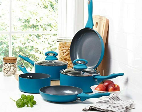 Batterie de cuisine 5 pièces Bleu sarcelle mat