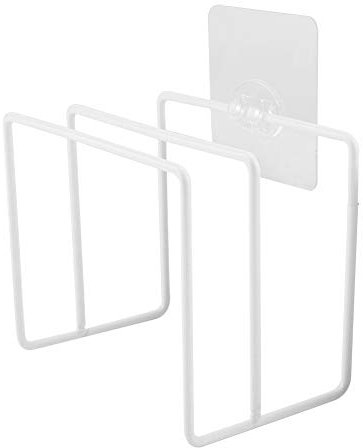 Wall-mounted Self-adhesive Lid Cutting Chopping Board Rack Holder Kitchen Accessories(white)