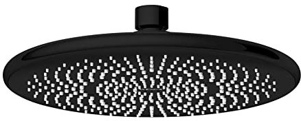 WENKO Wasserspar Regenduschkopf Watersaving, Kopfbrause mit Wasserspar-System, ABS, Schwarz, rund, Ø 22,5 cm