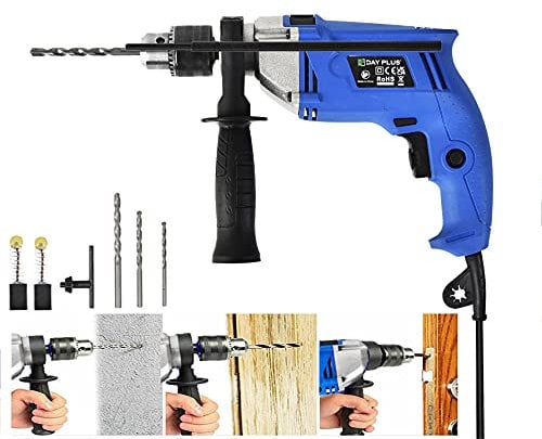 Hammer Drill 240V, 850W Power Impact Drill 3000RPM Variable Speed, Corded Drill with 360° Rotating Handle, Depth Gauge Chuck for Drilling Brick, Wood, Steel, Concrete, Masonry #YL01