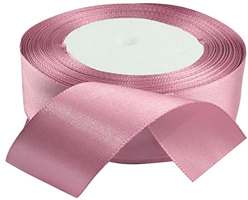 AERZETIX - Nastro di raso satinato fine lucido decorativo - 25mm x 22 metri - rosa antico - progetti creativi cucito arte confezione regali festa compleanno - C50289