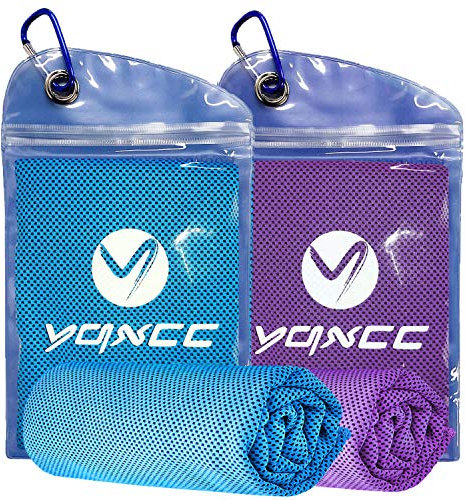 YQXCC Kühlendes Handtuch 2 Stück 120 x 30 cm, Eishandtuch, Mikrofaser für Sofortige Kühlung - Für Yoga, Strand, Golf, Reisen, Fitnessstudio, Sport, Schwimmen