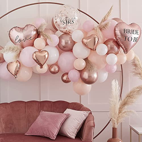 Ginger Ray Hen Do Party Rose Gold & Pink Foil & Confetti Balloons Arch Decoration - 80 Balloons