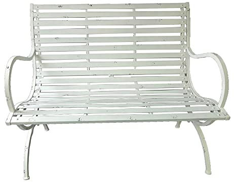 Lomadox Gartenbank Bank Terrassenbank Balkonbank in antik-weiß