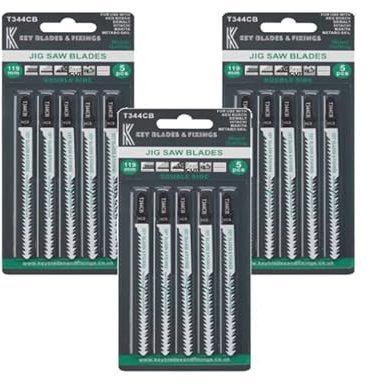 15 x Key Blades T344CB DOUBLE SIDED JIGSAW BLADES - Various Shapes Fast Tight Cutting Clean Layers - for Ambitious Artists, Designers, Engineers 1211