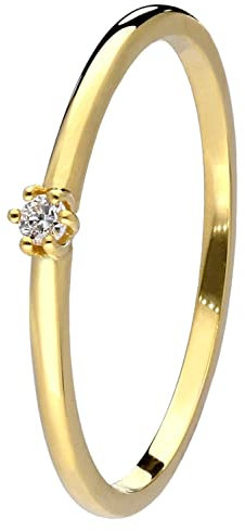 trendor Damen-Diamantring Gold 585/14K Brillantring wunderschöner Ring aus Echtgold für Frauen, zauberhafte Geschenkidee 41570-56 Ringgröße 56/17,8