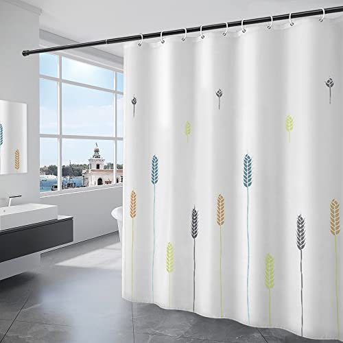 GRICOL Duschvorhang Wasserdicht 180 x 200 cm Badvorhang aus Polyester Stoff Waschbar Bad Vorhang mit 12 Ringe für Dusche und Badewanne Weiß