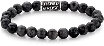 Rebel & Rose Unisex-Armband 925er Silber Farbstein M Schwarz 32023346