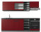 Vicco Küchenzeile R-Line, Küchenblock, Rot/Anthrazit, 240 cm J-Shape