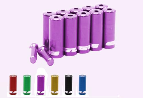Fahrrad Endkappe 10 Stück Aluminium Bremszug Schaltzug 10 + 2 Set Endhülse für 4mm Schaltzughülle oder 5 mm Bremszughülle Caps mehrere Farben Bowdenzug (4 mm, Lila)