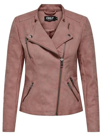 ONLY Onlava OTW Noos Biker en Cuir synthétique Veste de Motard, Acajou Clair, 40 Femme