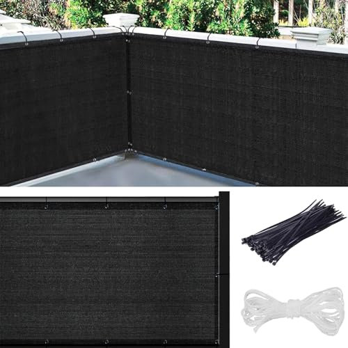FUOBECIE Balcony Privacy Screen, Garden Screening 90x500cm, Privacy Fence Screen Weatherproof and UV Protection with Cable Ties, Windbreak Netting for Outdoor Wall Garden Yard Pool-Black