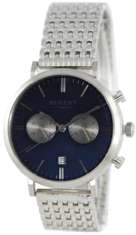 REGENT Herren Armbanduhr Analog Metallarmband Silber UR1150599 Analoguhr