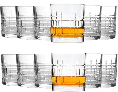 KIAPPO Whiskygläser Set 320 ml - 12 Stück Whiskey Glass - Glasses für Rum Gin Cognac Bourbon - Trinkgläser - Wassergläser - Cocktailgläser für Partys - Eventgläser
