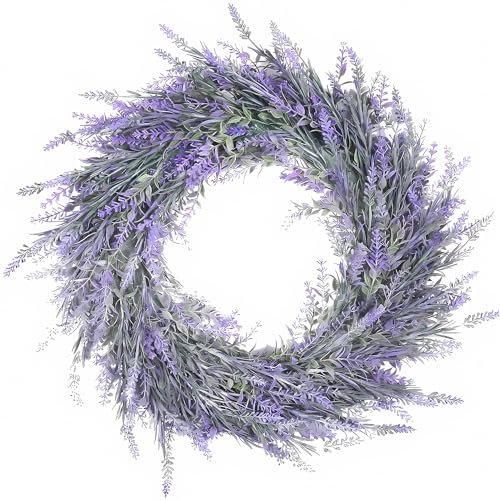 Lavendel-Kranz für die Haustür, Türkranz ganzjährig, Künstliche Lavendel Blumenkranz, Valentins-Kranz, Bauernhaus-Kranz, türkranz außen, für Zuhause, Parties, Türen, Hochzeiten Geschenk