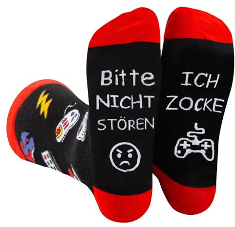 ZYXTLY Gamer Geschenk Socken Mit Spruch 'Bitte Nicht Stören Ich Zocke' - Kleine Geschenke Adventskalender Füllung, Personalisierte Socken für Teenager - Weihnachtsgeschenke