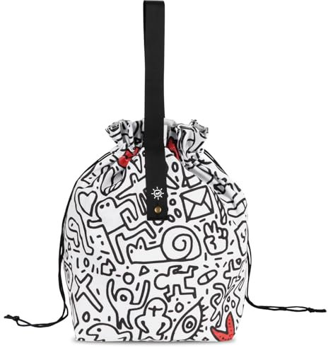 Linkidea Drawstring Lunch Bag with Handle, Thermal Insulated Bag for Women, Reusable Box Bag for Daily, Compatible with Crock Pot, DUPASU, Aotto, LUNCHEAZE Electric Heated Lunch Box (Red)