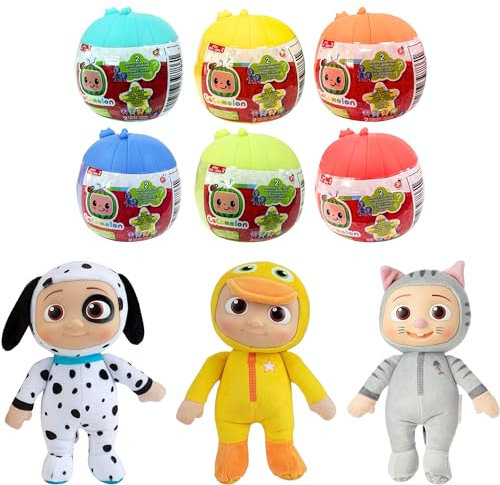 CoComelon Blind Capsule Number Character Articulated Figure Sets - 6x Balls & All 3 Plush Toys