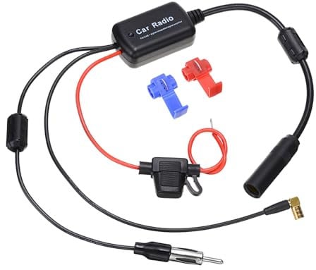 FM AM DAB DAB+ Auto Antenna Amplificatore, Autoradio Antenna Splitter Segnale Amplificatore Booster, 12V-24V SMB DIN Adattatore, Car Radio Amplificatore di Segnale per Autocarri Autoradio Stereo