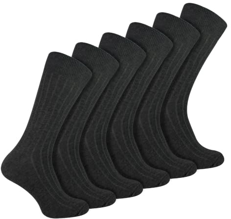 Sock Snob 6er Pack Herren Socken Gerippt Baumwolle Atmungsaktiv Socken mit Komfortbund