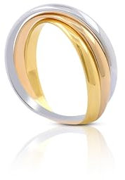 MUAU Schmuck Damenring Tricolor Weiss-/Gelb-/Rotgold 750/18K- Premium Echtschmuck für Damen und Herren