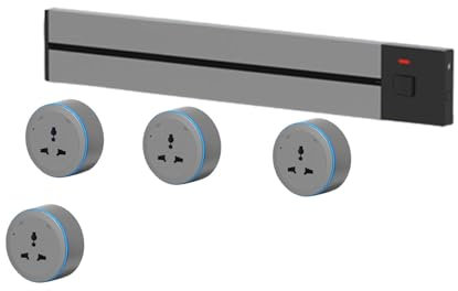 Zócalo de riel, riel deslizante móvil para cocina casera, riel eléctrico deslizante, aparador magnético enchufable, barra de bar,Grey-40cm