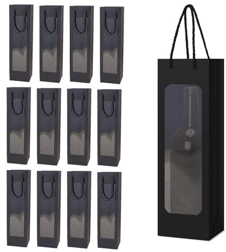 Sacchetto regalo per vino Kraft, sacchetto regalo per vino premium trasparente con manico, organizzatore per vino Kraft per Natale, matrimonio festa