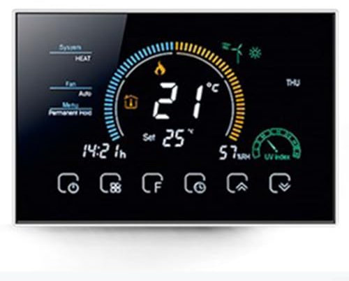 AIDNTBEO Aire acondicionado central inteligente WiFi de 2 tubos para Alexa y Assistant, termostato con control de voz para Tuya Smart PC + ABS