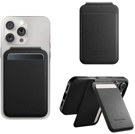 Native Union Active Wallet Stand | MagSafe Kartenhalter für iPhone 16, 15, 14, 13, 12 – Sicher & Ultradünn – 4 Karten – Robust & Recycelte Materialien (Schwarz)