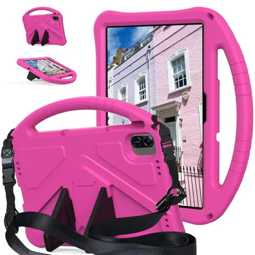 Funda para tablet Huawei Honor Pad X8A para niños, duradera, ligera, a prueba de golpes, con asa protectora, para Honor Pad X8a (rojo rosa)