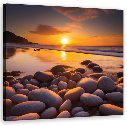 Feeby Leinwand Bilder - Sonnenuntergang-Landschaft - Canvas 30x30 cm - Deko Wohnzimmer - Wandbilder Schlafzimmer - Deko Aesthetic - Wand Deko - Leinwand Groß - Deko Zimmer - Leinwandbilder XXL