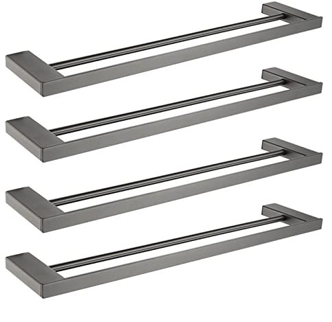 CCKUHN Accessoires de quincaillerie en Acier Inoxydable Porte-Serviettes Barre Porte-Serviettes de Salle de Bain Double Porte-Serviettes de 60 cm avec Crochet Étagère Murale Barre Porte-s