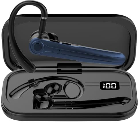 Atheewon Oreillette Bluetooth sans Fil V5.3, 120 Heures de Conversation Mains Libres Bluetooth Oreillette, Ecounteurs Bluetooth avec Double Micro antibruit ENC pour Conduite/Affaires/Bureau, Bleu
