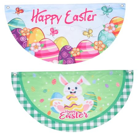 Supvox 2 Stk -Fan-Banner easter decoration makramee outdoor Außendekorationen Solarleuchten zum Aufhängen im Freien ostern hängende flagge Ostermuster Gartenfahne Polyester Colorful
