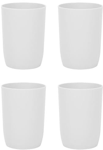 Topsky Lot de 4 gobelets à brosse à dents pour enfants, en plastique, pour adultes, adolescents et enfants (280 ml, blanc)