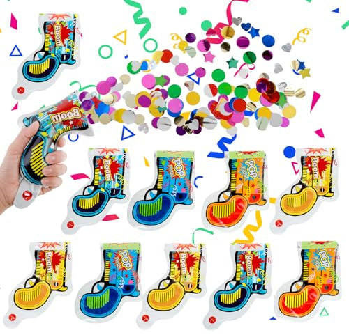 10 Stück Party Confetti Kanone, APLZGMG Konfettikanone, Aufblasbare Party Confetti Kanone, Handheld Party Popper, Konfettipistole für Hochzeit, Geburtstag, Ostern, Karneval, Partyzubehör, Dekoration