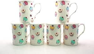heritage fine Bone China Fairy Cupcake Mugs Set of 6