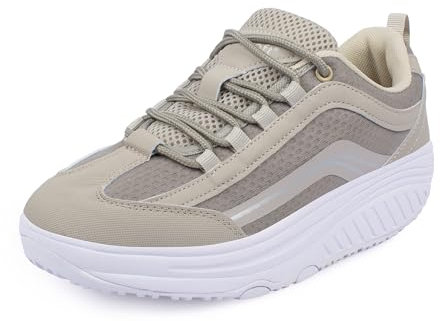 Aerosoft Walker Chaussures à lacets confortables pour homme et femme Semelle intérieure amovible en mousse à mémoire de forme, beige, 40 EU