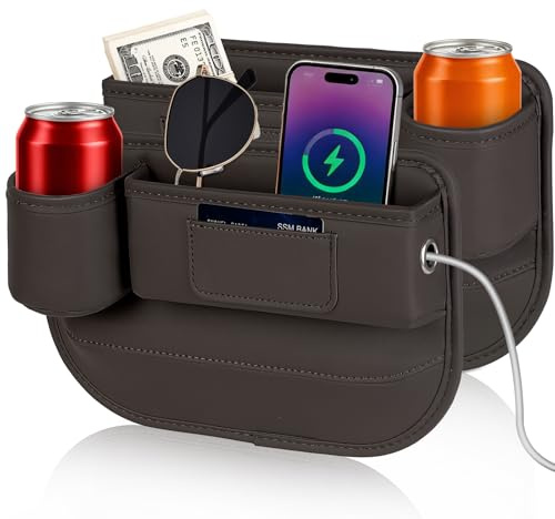 Kwak's Autositz‑Spaltfüller‑Organizer 2‑teilig – Nur passend für Sitzspalten von 0,5–3 cm, Hochwertiger PU‑Leder‑Spaltstopfen für Auto, SUV & LKW, verhindert das Herabfallen von Handy/Schlüsseln