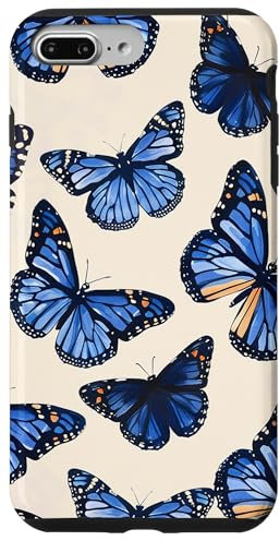 Blue Monarch Butterfly Pattern Case for iPhone 7 Plus/8 Plus