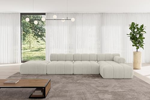 ALTDECOR Modulares Sofa Ecksofa in L-Form Corner modular Sofa Eckcouch Couch Wohnlandschaft Cauchsofa Polstersofa Lizur-L2-380x160x70 cm Hellgrau