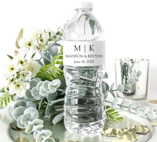 30 etichette personalizzate per bottiglie d'acqua, etichette per bottiglie d'acqua per matrimoni, etichette personalizzate per matrimoni, bomboniere (60 pezzi)