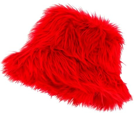 TrendandStylez Plüsch Hut Fischerhut – Flauschiger Fellhut für Damen & Herren, ideales Kostüm Zubehör für Festival, Rave, 90er Party & Fasching, Warme Winter Mütze in vielen Farben
