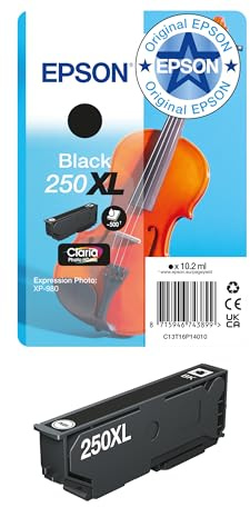 Original Epson250XL Violin Singlepack Tintenpatrone | Schwarz | 1x 10,2 ml | Original Epson Tinte für optimale Ergebnisse
