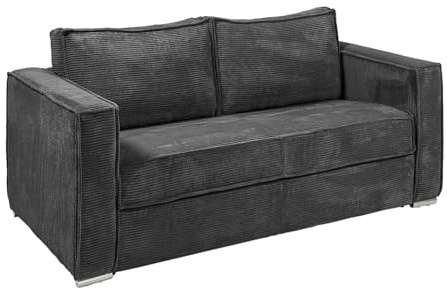 Vente-unique - Schlafsofa 3 Loreto - Samt - anthrazitgrau