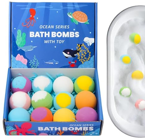 Boule De Bain Moussante 12 Pièces Gel Douche avec Jouet à l'Intérieur