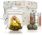 The Exotic Teapot - Glass Mug Flowering Tea Gift Set, Tea Infuser Mug (350ml) with Drip Tray Lid, Sampler Tin of Blooming Tea, Gift Box